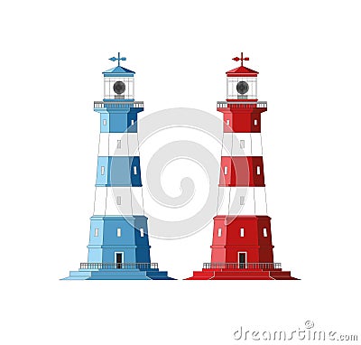 sea â€‹â€‹lighthouse for navigation Vector Illustration